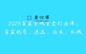 2025盲盒全域全套打法课，盲盒起号、选品、话术、私域