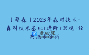 【蔡森】2023年森财技术-森财技术基础+进阶+宏观+经典技术分析