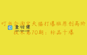 叮当会淘宝天猫打爆班原创高阶技术第70期：标品干爆