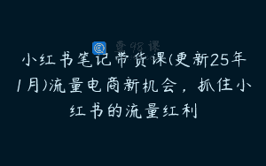 小红书笔记带货课(更新25年1月)流量电商新机会，抓住小红书的流量红利