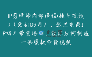IP剪辑师内部课程(挂车视频)（更新09月），张兰电商IP切片带货培训，教你如何制造一条爆款带货视频