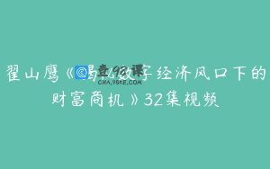 翟山鹰《揭秘数字经济风口下的财富商机》32集视频