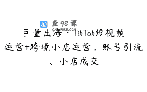 巨量出海·TikTok短视频运营+跨境小店运营，账号引流、小店成交