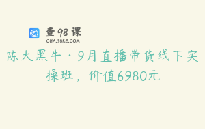 陈大黑牛·9月直播带货线下实操班，价值6980元
