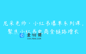 尼采老师·小红书爆单系列课，聚焦小红书电商全链路增长