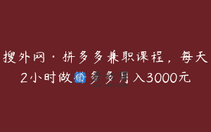 搜外网·拼多多兼职课程，每天2小时做拼多多月入3000元