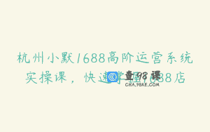 杭州小默1688高阶运营系统实操课，快速掌握1688店
