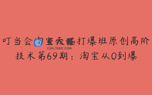 叮当会淘宝天猫打爆班原创高阶技术第69期：淘宝从0到爆