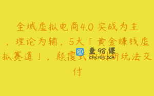 全域虚拟电商4.0 实战为主，理论为辅，5大「黄金赚钱虚拟赛道」，颠覆式的创新玩法交付