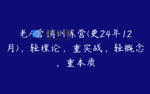 老A营销训练营(更24年12月)，轻理论，重实战，轻概念，重本质