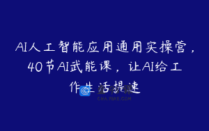 AI人工智能应用通用实操营，40节AI武能课，让AI给工作生活提速