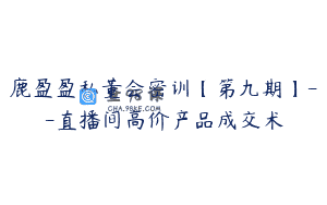 鹿盈盈私董会密训【第九期】--直播间高价产品成交术