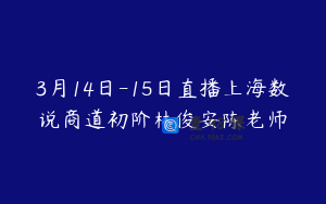 3月14日-15日直播上海数说商道初阶林俊安陈老师