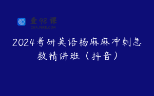 2024考研英语杨麻麻冲刺急救精讲班（抖音）