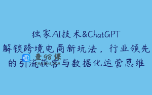 独家AI技术&ChatGPT解锁跨境电商新玩法，行业领先的引流获客与数据化运营思维