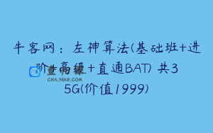 牛客网：左神算法(基础班+进阶+高级+直通BAT) 共35G(价值1999)
