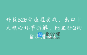外贸B2B全流程实战，出口十大核心环节拆解，阿里RFQ询盘深度解析