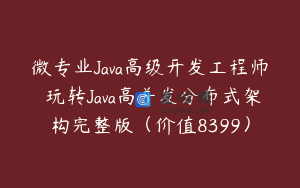 微专业Java高级开发工程师 玩转Java高并发分布式架构完整版（价值8399）
