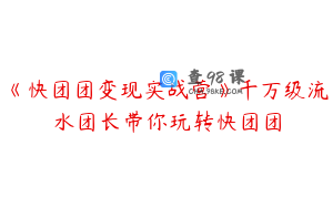 《快团团变现实战营》千万级流水团长带你玩转快团团