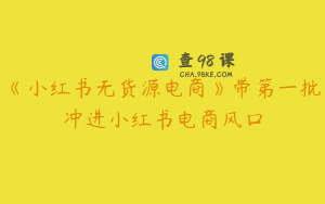 《小红书无货源电商》带第一批冲进小红书电商风口
