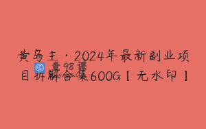 黄岛主·2024年最新副业项目拆解合集600G【无水印】