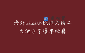 海外tiktok小说推文榜二大佬分享爆单秘籍