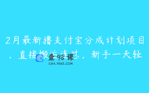 2月最新撸支付宝分成计划项目，直接搬运连怼，新手一天轻