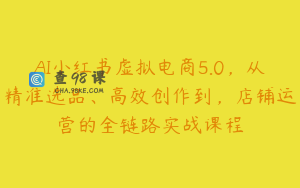 AI小红书虚拟电商5.0，从精准选品、高效创作到，店铺运营的全链路实战课程