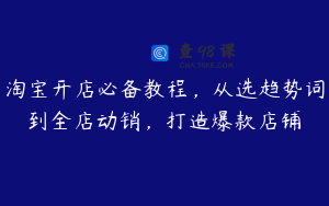 淘宝开店必备教程，从选趋势词到全店动销，打造爆款店铺