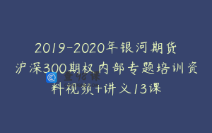 2019-2020年银河期货沪深300期权内部专题培训资料视频+讲义13课