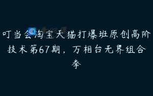 叮当会淘宝天猫打爆班原创高阶技术第67期，万相台无界组合拳