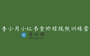 李小月小红书全阶短视频训练营