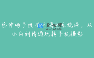 蔡仲杨手机拍照调色系统课，从小白到精通玩转手机摄影