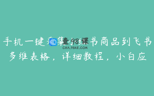 手机一键采集小红书商品到飞书多维表格，详细教程，小白应