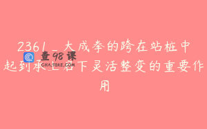 2361_大成拳的跨在站桩中起到承上启下灵活整变的重要作用