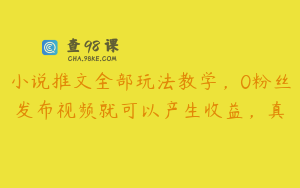 小说推文全部玩法教学，0粉丝发布视频就可以产生收益，真