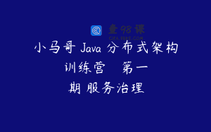 小马哥 Java 分布式架构训练营 – 第一期 服务治理