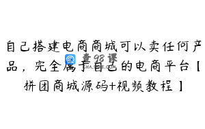 自己搭建电商商城可以卖任何产品，完全属于自己的电商平台【拼团商城源码+视频教程】