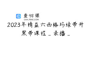 2023年精益六西格玛绿带升黑带课程_录播_
