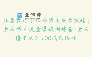 红薯教练小红书博主成长攻略：素人博主流量爆破训练营-素人博主从0-100成长路径