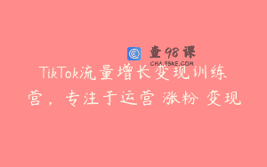 TikTok流量增长变现训练营，专注于运营・涨粉・变现