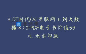 《DT时代(从互联网＋到大数据×)》PDF电子书价值59元 无水印版