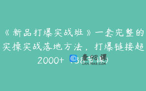 《新品打爆实战班》一套完整的实操实战落地方法，打爆链接超2000+（38节课)
