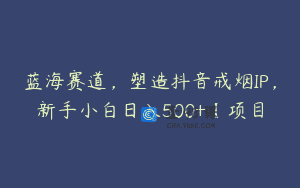 蓝海赛道，塑造抖音戒烟IP，新手小白日入500+【项目