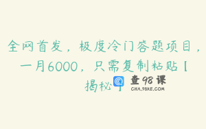 全网首发,极度冷门答题项目,一月6000,只需复制粘贴【揭秘】