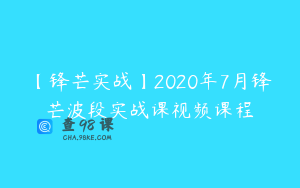 【锋芒实战】2020年7月锋芒波段实战课视频课程