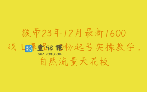 猴帝23年12月最新1600线上课程，0粉起号实操教学，自然流量天花板