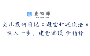 灵儿投研日记《避雷针逃顶法》快人一步，建仓逃顶 含指标