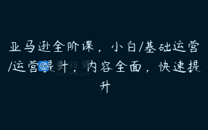 亚马逊全阶课，小白/基础运营/运营提升，内容全面，快速提升