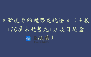 《新规后的趋势龙玩法》（主板+20厘米趋势龙+分歧日尾盘战法）